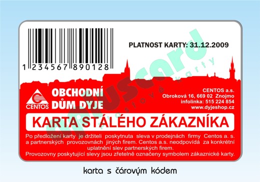 karta s čárovým kódem